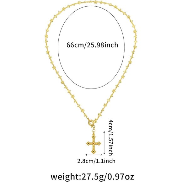 Trendy Adjustable Gold Cross Necklace with Zirconia - Perfect for Every Style - Picture 4 of 7